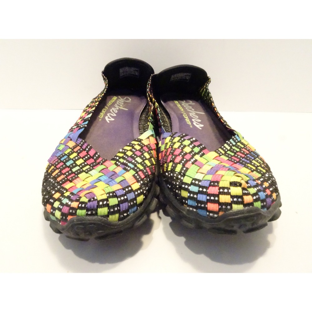 Skechers Lightweight Woven Rainbow Memory Foam Slip On Flats 22670 7.5